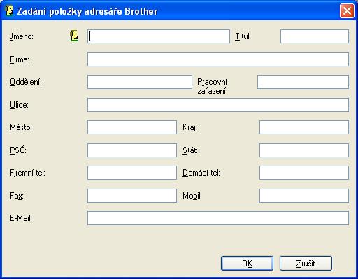 Zobrazí se dialogové okno Adresář Brother: 5 Nastavení kontaktu v adresáři 5 V dialogovém okně Adresář Brother můžete přidávat, editovat a mazat kontakty a