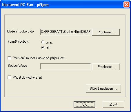 Program Brother PC-FAX (pouze modely MFC) Spuštění programu PC-Fax - příjem v počítači 5 Klepněte na tlačítko Start, na položky Všechny programy, Brother, MFC-XXXX, Příjem PC-FAX a Přijímat.