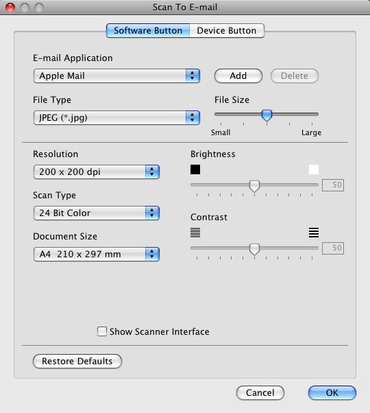 ControlCenter2 E-mail 10 Funkce Scan To E-mail (Skenování do e-mailu) vám umožňuje naskenovat dokument do vaší výchozí e-mailové aplikace, takže budete moci sken odeslat jako přílohu.