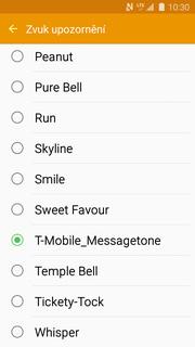 Nastavení tónů Zvolíte možnost Zvuky a oznámení. Dále vyberete Vyzváněcí tóny a zvuky.