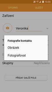 Upravení kontaktu včetně fotky Kontakty.
