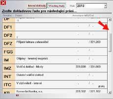 POSUVNÍK PRE ZOZNAM DOKLADOVÝCH RAD Do dokladových rad bol implementovaný Posuvník, ktorý uľahčuje pohyb v prípade dlhšieho zoznamu dokladových rád.