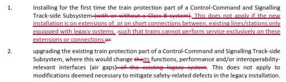 Chapter 7 CCS TSI Modifications linked to trackside installation requirements Proposal