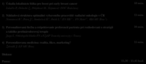 PROGRAM SYMPÓZIA - LÉKAŘSKÁ SEKCE PÁTEK 8. LEDNA 2010# STR. 4 Téma:$ Standardizace versus individualizace v#diagnostice a terapii karcinom& prsu III. BLOK 14,15 15,30 hod.