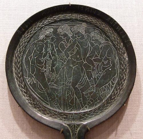 Title: Bronze mirror Detail of an Etruscan Bronze