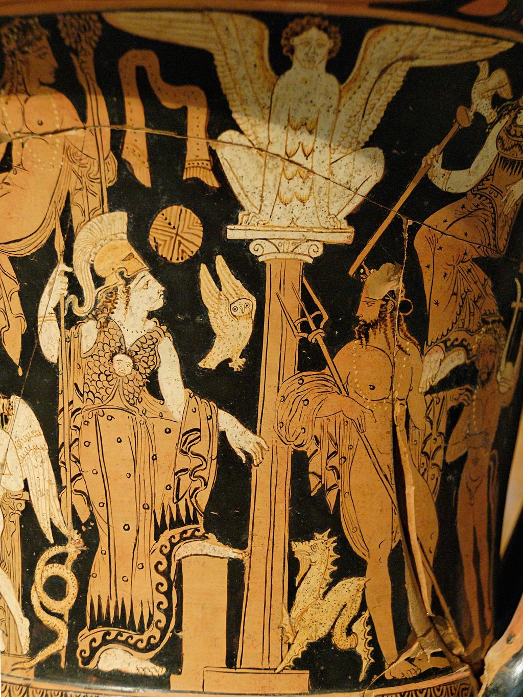 Athena and Poseidon. Side A from a Faliscan red-figure volute-krater.