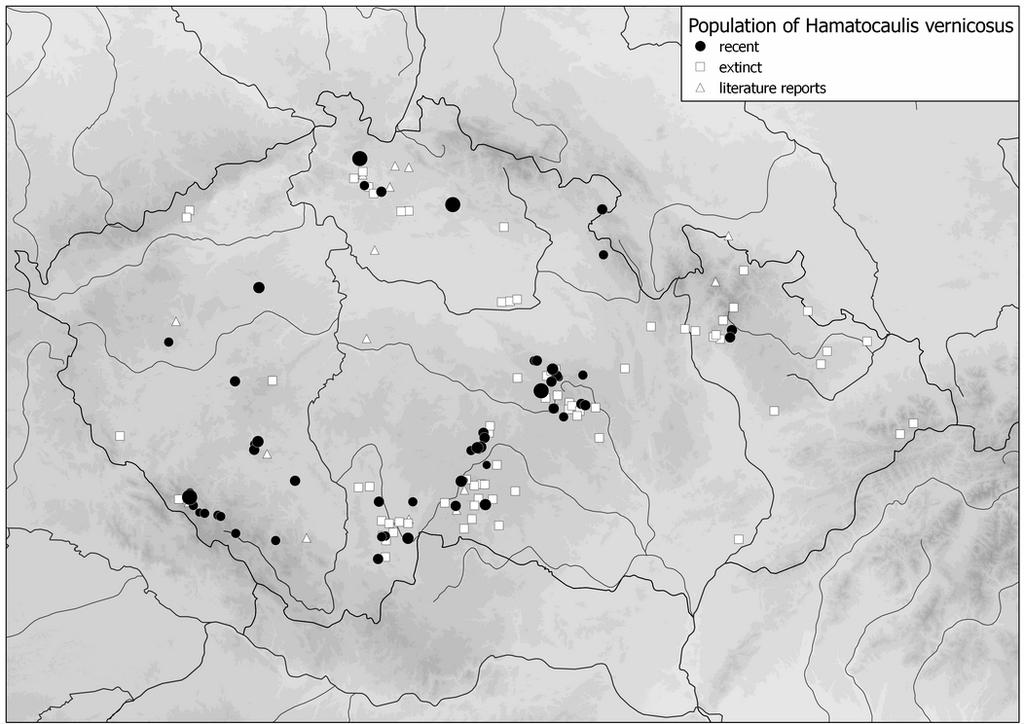 The distribution in the Czech Republic Results On the basis of our revision of herbarium specimens and exploration of potential biotopes, we were able to prove 129 sites of recent or historical