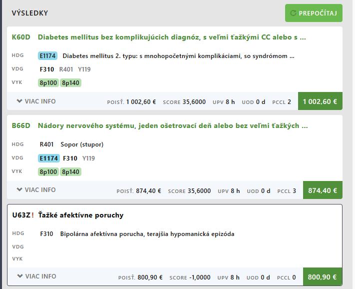 Vymazanie diagnózy alebo výkonu Užívateľ má možnosť v okne TYTO vymazať ktorýkoľvek kód diagnózy alebo výkonu stlačením na ikonu "X" pri príslušnom kóde.