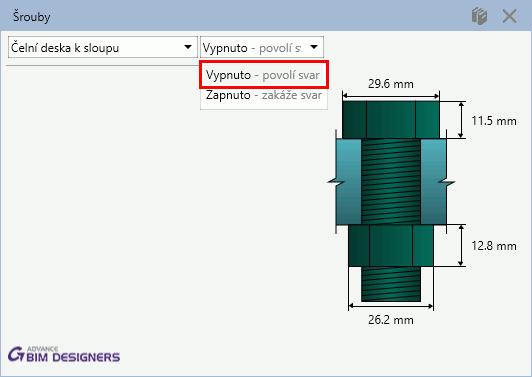 Nový přípoj momentovou čelní deskou bude vytvořen automaticky vypnutím čelního plechu a šroubů a místo