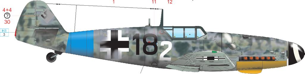 The black number '' is a JG 54 marking while white '2' hails from JG 300.