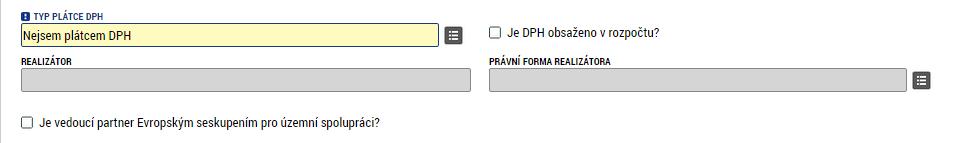 V případě, že je partner Evropským seskupením pro územní spolupráci (ESÚS). je třeba zaškrtnout daný checkbox. Je partner Evropským seskupením pro územní spolupráci?