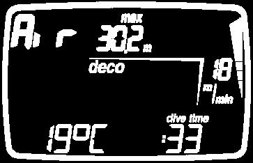 Je-li nastaven režim nitrox, zobrazí se také nastavená hodnota kyslíku (obr. 28). obr.