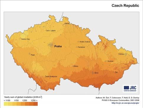 Podklady Podklady. Solární zisky v České republice Prakticky v každém regionu České republiky lze účinně využívat solární energii.