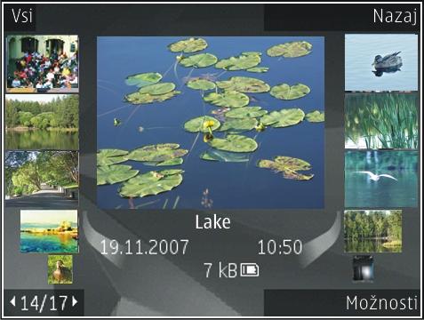 128 Predstavnost Fotografije Preberite več o tem, kako si v napravi ogledate slike in videe ter kako jih daste v skupno rabo. O aplikaciji Fotografije Izberite Meni > Predstavn.