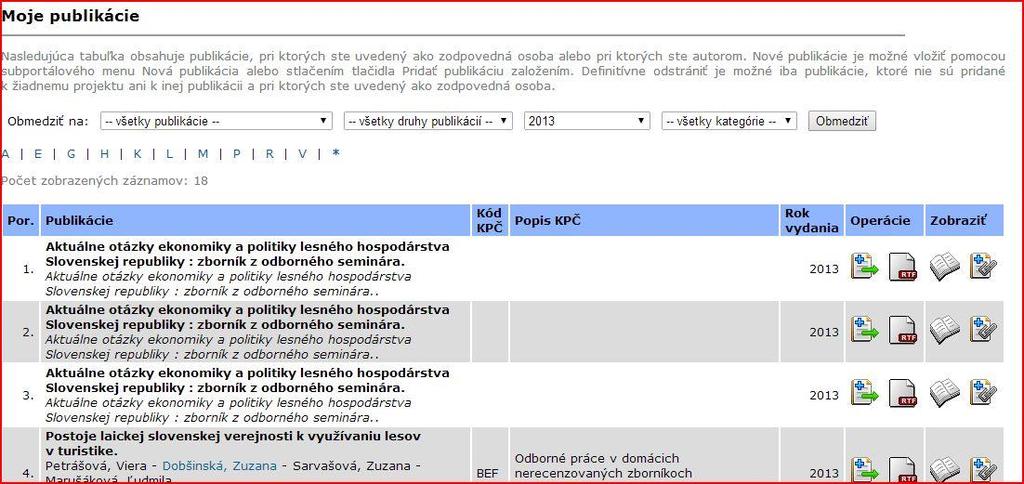 Moje publikácie Importy sú zabezpečené centrálne z CREPČ.