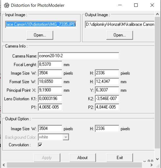 2)DistortionPM DistortioPM je určen pro přímou návaznost na velmi rozšířený software pro blízkou fotogrammetrii Photomodeler.