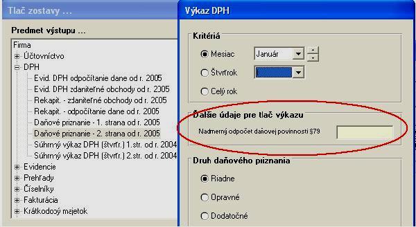 Tipy pre použitie v praxi Výkaz DPH poníženie daňovej povinnosti nadmerným odpočtom podľa 79 V prípade, ak ste v predchádzajúcom zdaňovacom období vykazovali nadmerný odpočet a v aktuálnom