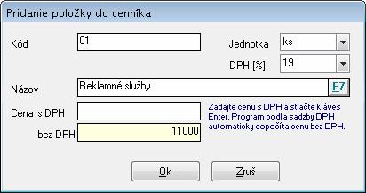 Zadefinovanie skladu z hlavného menu programu vyberte voľbu Sklad Sklady po stlačení tlačidla Pridaj vyplňte vo formulári príslušné údaje skladu a potvrďte OK