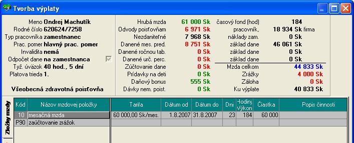 Príklad 32 - Maximálne vymeriavacie základy na SP a ZP Os. č.