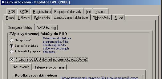 Tlač Účtovníctvo Predkontačné lístky Ak máte aktivovaný túto voľbu, program Vám vystavenú faktúru len zapíše do EUD. TJ.