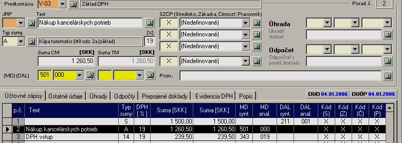 Na základe toho program vie, či daný doklad súvisí s DPH a do akého riadky daňového priznania DPH bude smerovať. Všetky typy súm nájdete Firma Nastavenie Typy súm.