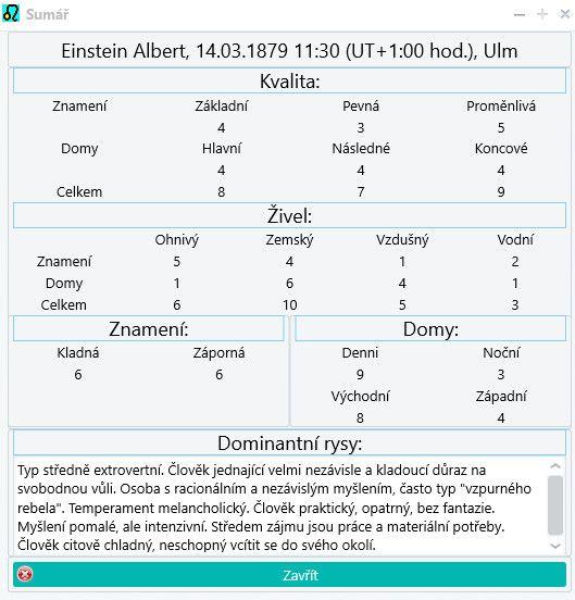 Nativní horoskop (horoskop zrození) Protože samotná práce s horoskopem a popis ovládacích prvků umístěných na panelu vpravo od horoskopu byla popsána už v předchozím textu (zejména hned v první