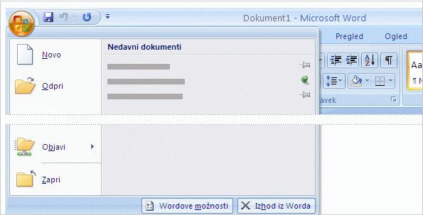 Informacijsko-komunikacijska podpora v pisarni Slika 10: Odpiranje datotek v Word 2007 Vir: Microsoft, 2007 Poleg namiga za uporabo funkcije Razveljavi je sedaj prišel čas še za drugi namig iz