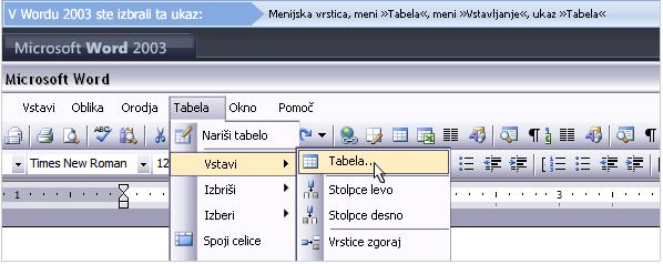 Računalništvo in informatika Slika 20: Vstavljanje tabele v Wordu 2003 Vir: Microsoft, 2007 Slika 21: Vstavljanje tabele v Wordu 2007 Vir: Microsoft, 2007 4.