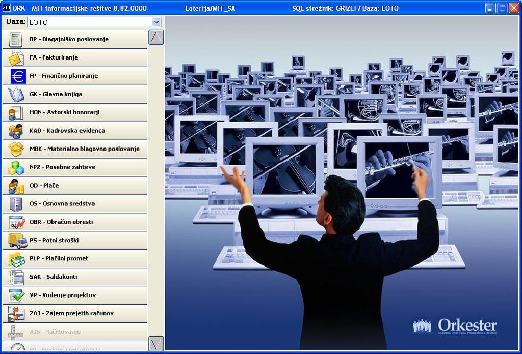 Računalništvo in informatika Slika 30: Izvajalni sistem (ERP) Mit Orkester; vstop v program Vir: Lasten Sistemi za podporo odločanja odgovarjajo na vprašanja zakaj in omogočajo analizo problemov in