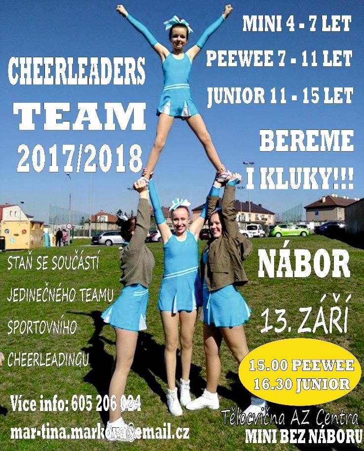 Sportovní a taneční zájmové útvary Cheerleaders Ve školním roce 2017/2018 se můžete těšit nejen na nový název a uniformy cheerleaders AZ Centra, ale i na zcela novou koncepci tohoto zájmového útvaru.