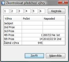 V prvním kroku průvodce se nabízí seznam online zdrojů dat, která odpovídají nastavením aktuální loterie - velikost osudí, losovací schéma apod.