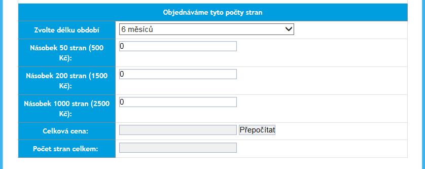 3-Dokoupení stránek Dokoupení počtu tiskových stránek je obdobná činnost, jako prodloužení. Vytvoří se dodatek smlouvy a faktura. Nevyčerpané stránky se převádějí do dalších období.