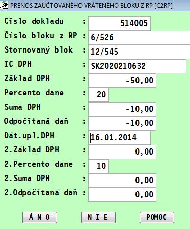 Údaje z opravných faktúr prijatých príjemcom plnenia k faktúram uvedeným v B.1. a B.2.