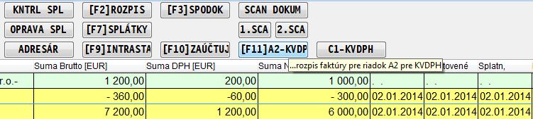 Riadok A.2. ( faktúra za plodiny, kovy.