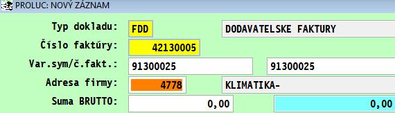 Prvé políčko už používame len na zápis VS!...ak nezadáme poradové číslo faktúry a potvrdíte toto prázdne políčko cez Enter, program automaticky doplní údaj z VS do poľa čísla faktúry.