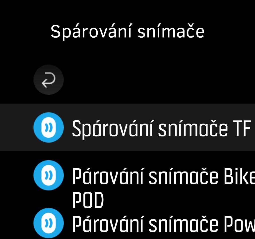 3.15 Párování zařízení POD a snímačů Chcete-li v průběhu záznamu cvičení shromažďovat další informace, například cyklovýkon, spárujte s hodinkami zařízení POD a snímače vybavené technologií Bluetooth