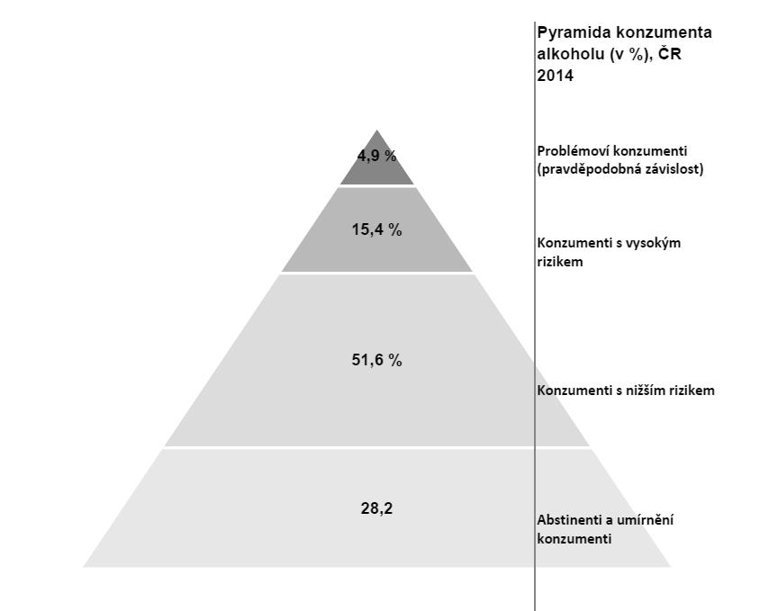 Autoři dále zjistili, že zhruba 15 % dospělé české populace konzumuje alkohol pravidelně a velmi často (pití denně nebo obden). Trvale (celoživotně) abstinuje 2,5 % dospělých.