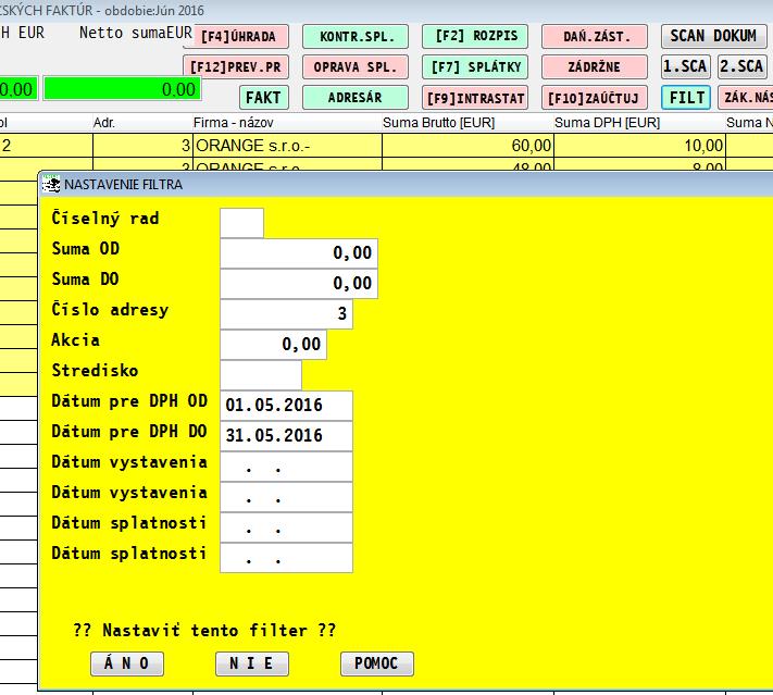 Nový filter v evidencii faktúr Kaţdý uţívateľ - účtovník určite ocení nový FILTER, ktorý sme doplnili aj do evidencie faktúr a ďalších výberov - štatistík faktúr.