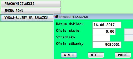 Modul PROLPH Zákazky Zápis tovaru/výdaj a prác/služieb spolu na zvolenú zákazku (21.06.