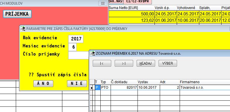 priradiť interné číslo došlej faktúry k uţ existujúcej príjemke v module PROLEM.