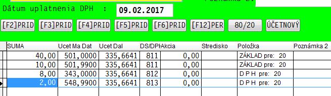 Poznámka k pouţitiu DS: základy uplatnené aj neuplatnené dávame na DS=811