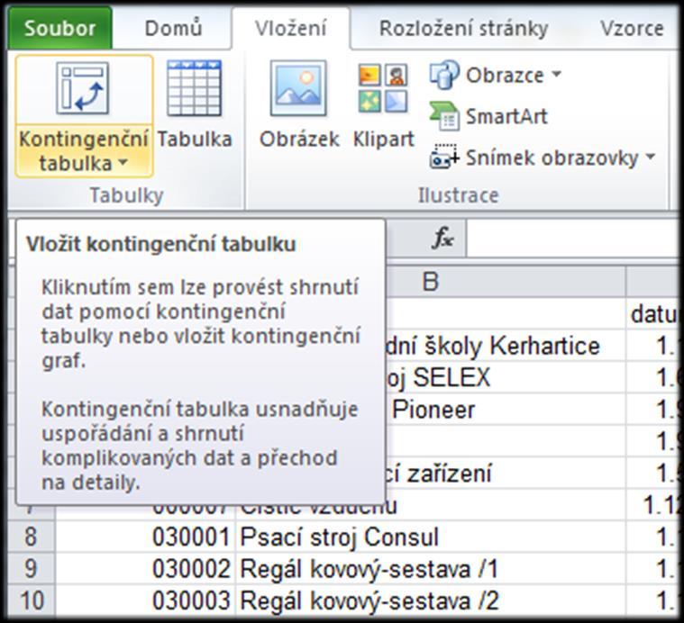 1 Vytvoření KT 1.1 Data pro KT KT se dá vytvořit z dat, která jsou ve formě seznamu. Zdrojem dat může být: 1. tabulka v aktuálním sešitu 2. tabulka v jiném sešitu 3. externí (databáze - např.