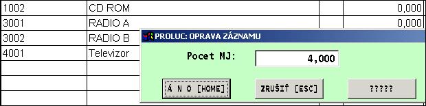 V inventúre sa môžu upravovať len stavy týchto položiek.(ostatné sú zablokované na zadanie stavu sú žlto označené) Cez tlačítko ANO potvrdíte vytvorenie inventúrneho zoznamu.