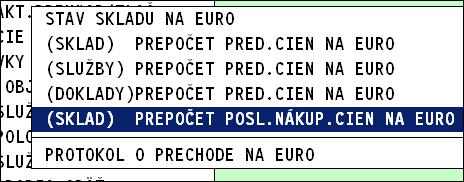 Vzápetí Vám program automaticky vytvoril aj interný príjem s číslom 9999999999, kde Vám položky prijíma na sklad už v EUR hodnote.