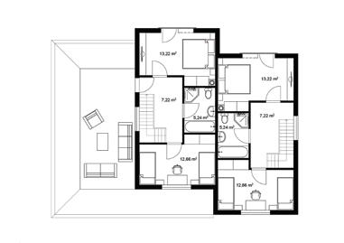 14,9m x 11,4m RD na kľúč ROZLOHA Zastavaná 169,86 m 2