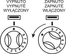 ZAPÁLENÍ TROUBOVÉHO HOŘÁKU Otevřete dvířka pečící trouby. Nastavte knoflík termostatu do polohy 8 a zatlačte ho směrem k panelu do mezní polohy.