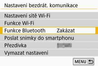 Předem nastavte možnost [Wi-Fi] na [Povolit] na obrazovce [Nastavení sítě Wi-Fi] (str. 12).