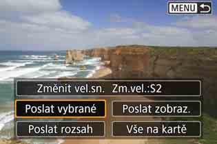 Posílání snímků do smartphonu z fotoaparátu Odesílání více vybraných snímků Vyberte více snímků a odešlete je najednou.