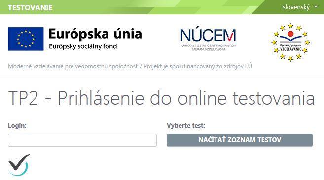 PC a v klientovi zvolíte online testovanie. Žiak najprv zadá svoje prihlasovacie meno (login), zobrazí si ponuku testov pomocou tlačidla Načítať zoznam testov a vyberie test.