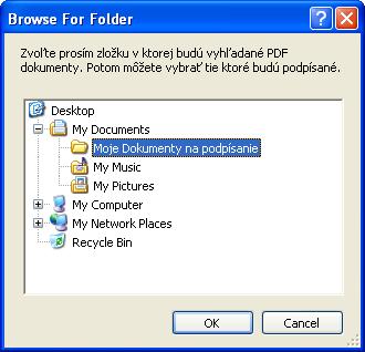 Vyberte zložku, v ktorej chcete vyhľadať PDF dokumenty. Vyhľadávanie môže chvíľu trvať, záleží na počte zložiek a dokumentov, ktoré máte na počítači uložené.